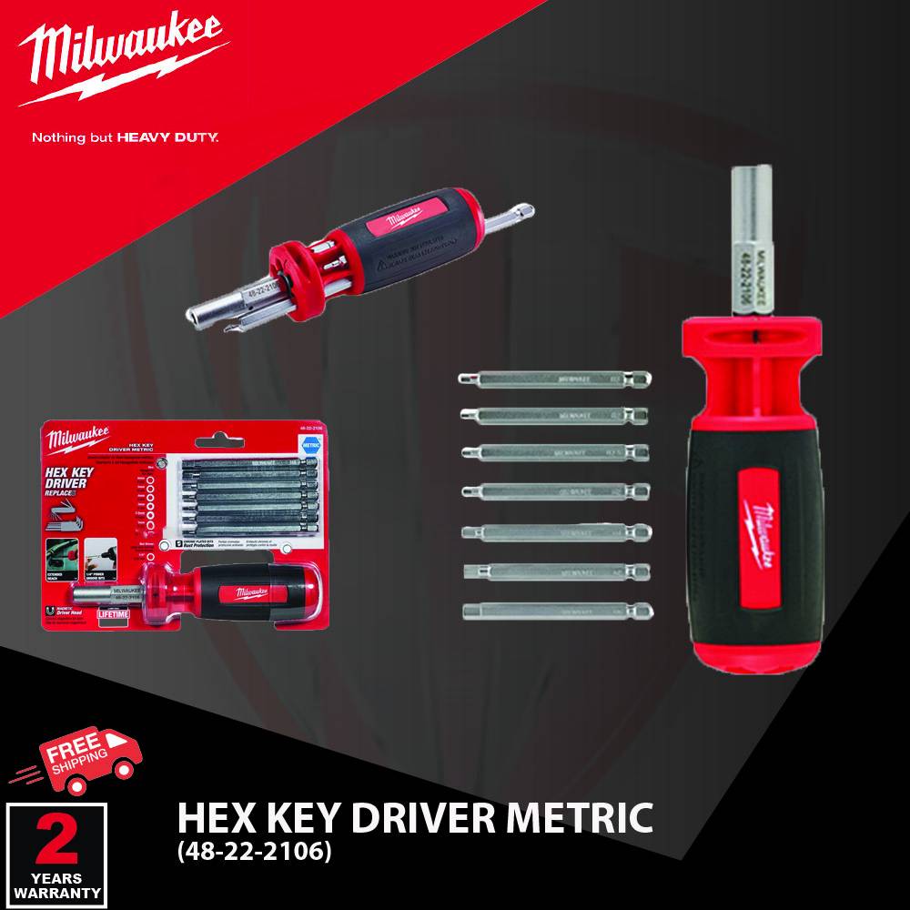 MILWAUKEE 48222106 10 IN 1 Metric HEX Key Driver 31/2" Power Groove